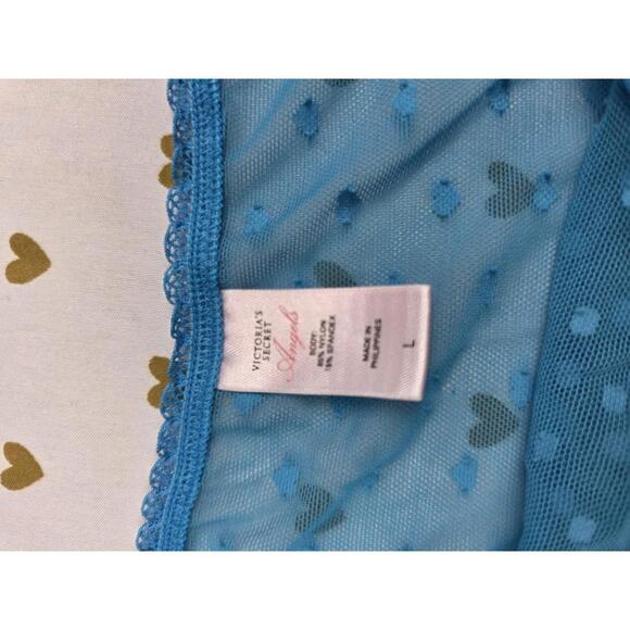 VIctorias Secret ANGELS Sheer Mesh Polka Dot LARGE y2K Blue VTG - Picture 3 of 6